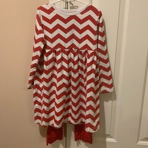 Kelly’s Kids Red & White Chevron Dress & Leggings